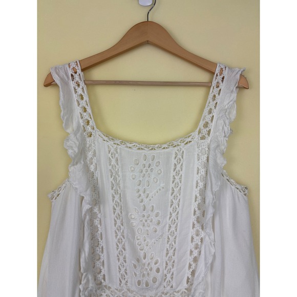 Free People White Lace Crochet Tunic Dress Boho Festival M M - Picture 3 of 9